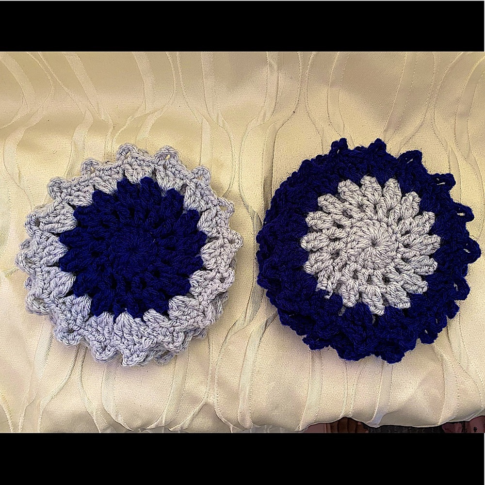 Navy blue and gray Handmade coasters/underglass. 4 pcs/pack.